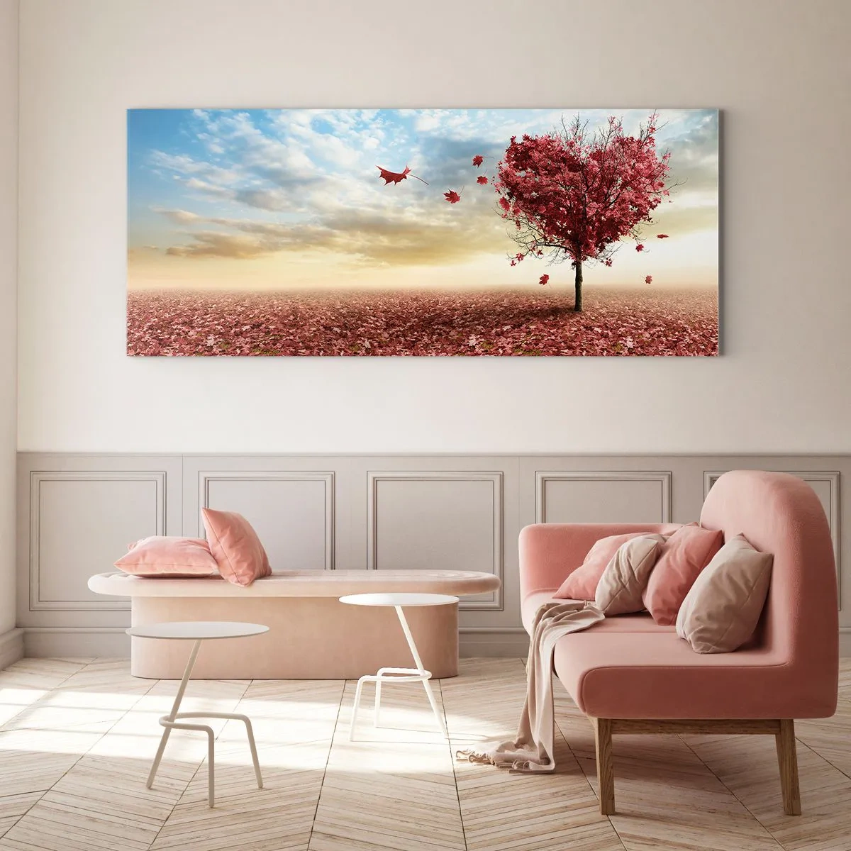 Glastavla - Bild på glas - Älska hösten, du också - 100x40 cm
