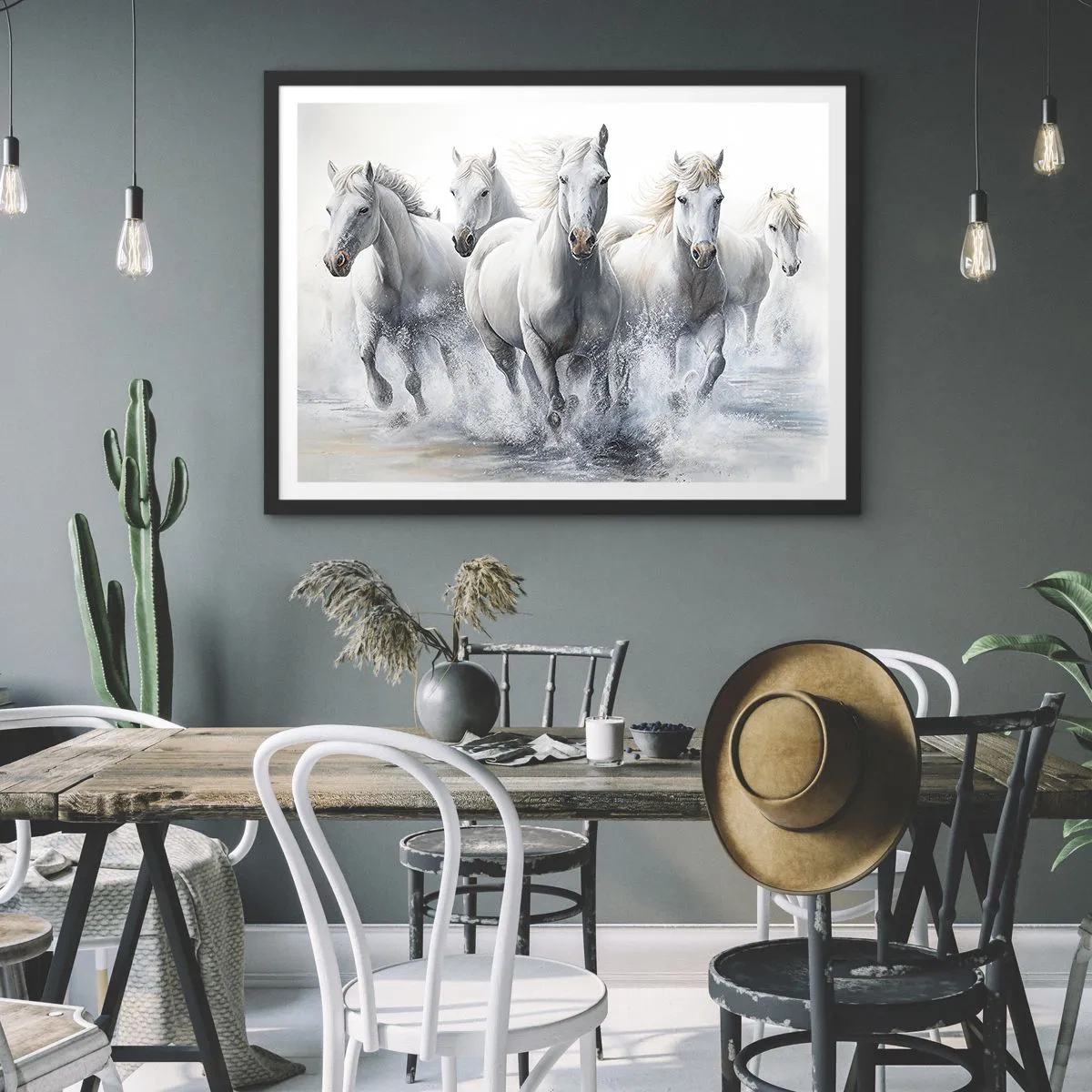 Affisch i svart ram - Vit magi - 70x50 cm