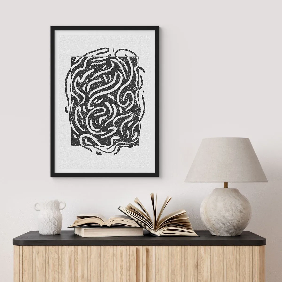 Affisch i svart ram - Abstraktion: en dans av glädje - 30x40 cm