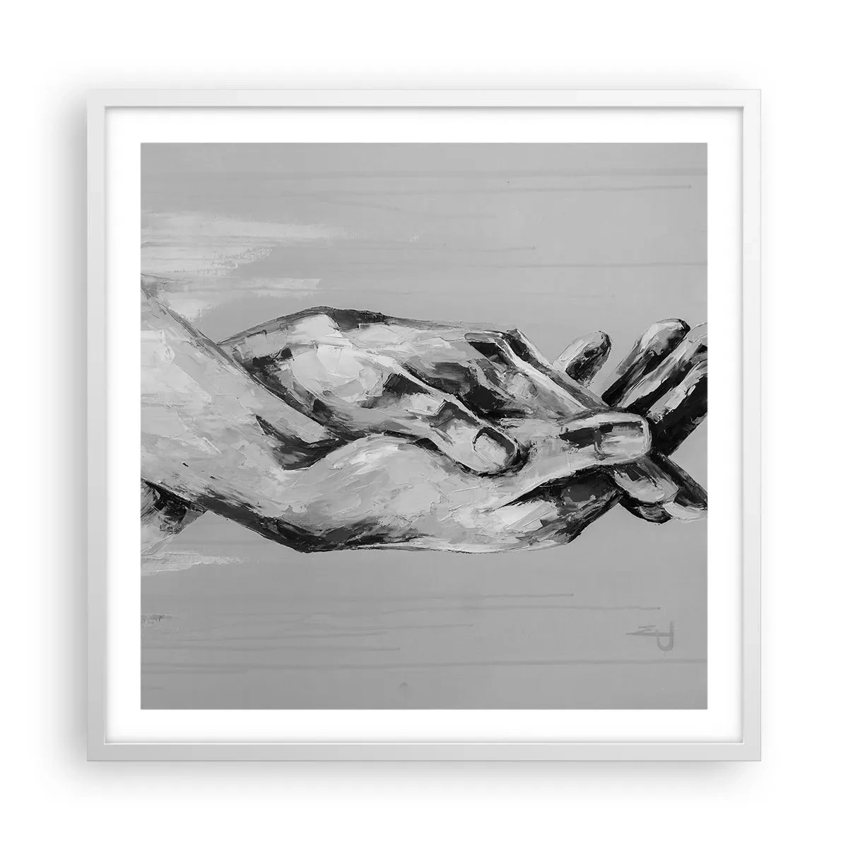 Affisch i vit ram - Början... - 60x60 cm