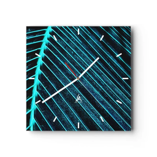 Väggklocka - Klocka på glas - Grön textur - 30x30 cm