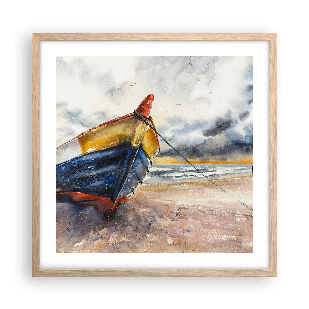Affisch i ram av ljusek - Vila på stranden - 50x50 cm
