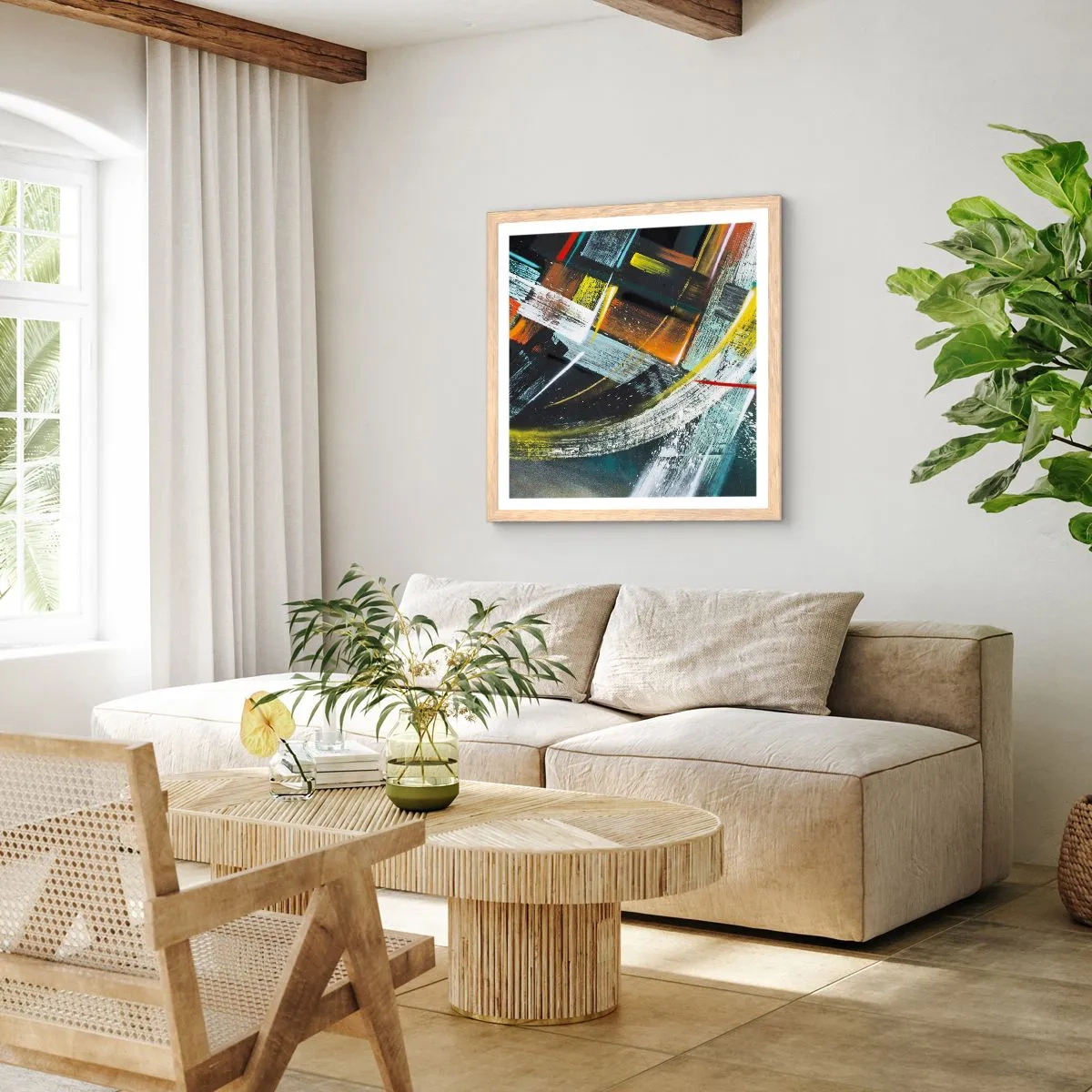 Affisch i ram av ljusek - Rörelsens energi - 50x50 cm