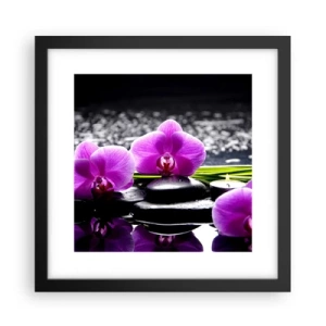 Affisch i svart ram - Drunkna i tystnad och lugn - 30x30 cm