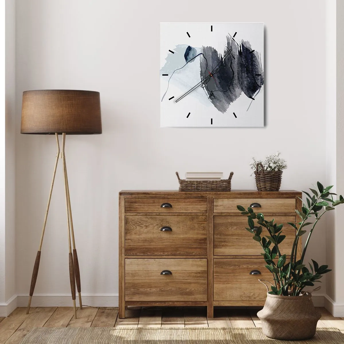 Väggklocka - Klocka på glas - Intensitet och rörelse - 30x30 cm