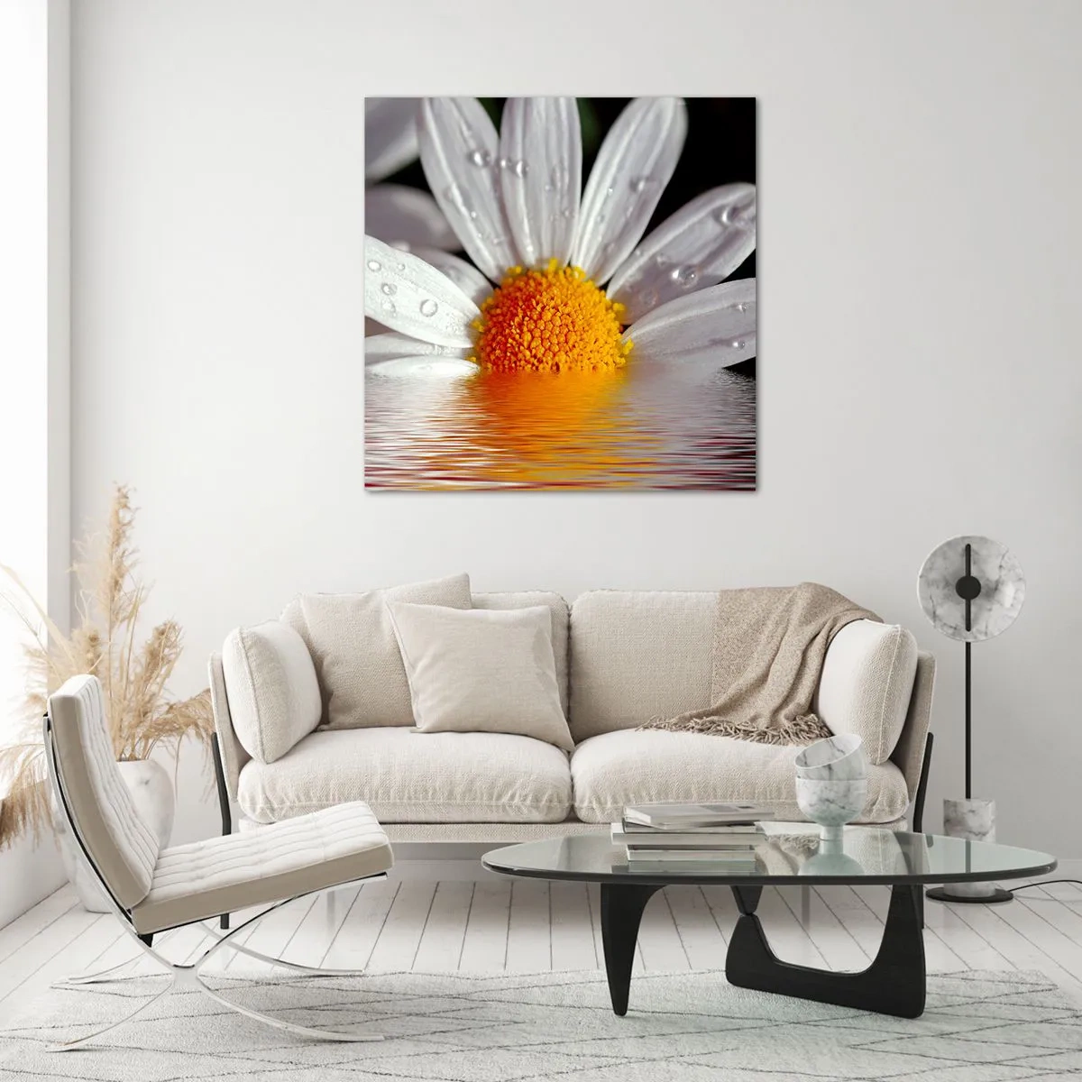 Glastavla - Bild på glas - Prästkrages uppstigande sol - 70x70 cm