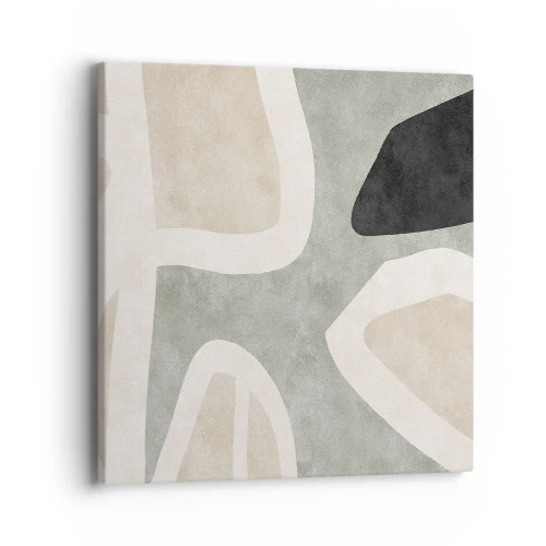 Canvastavla - Bild på duk - Komposition med svart motiv - 40x40 cm
