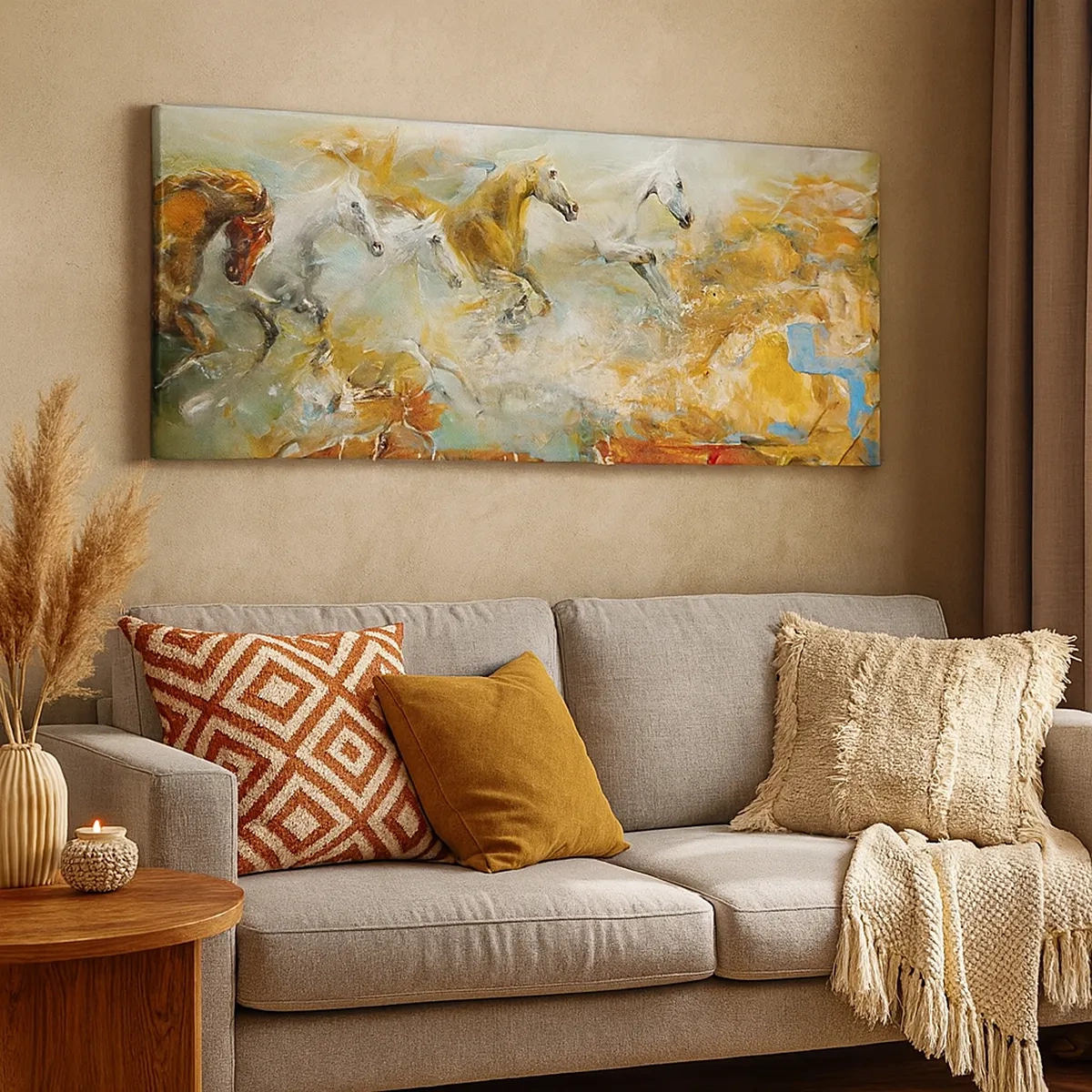 Canvastavla - Bild på duk - Galopp genom ljuset - 30x30 cm