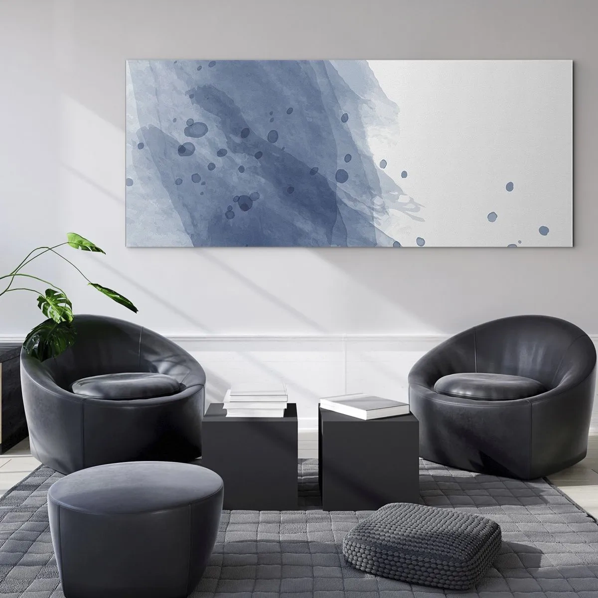 Glastavla - Bild på glas - Blå tyll - 120x50 cm