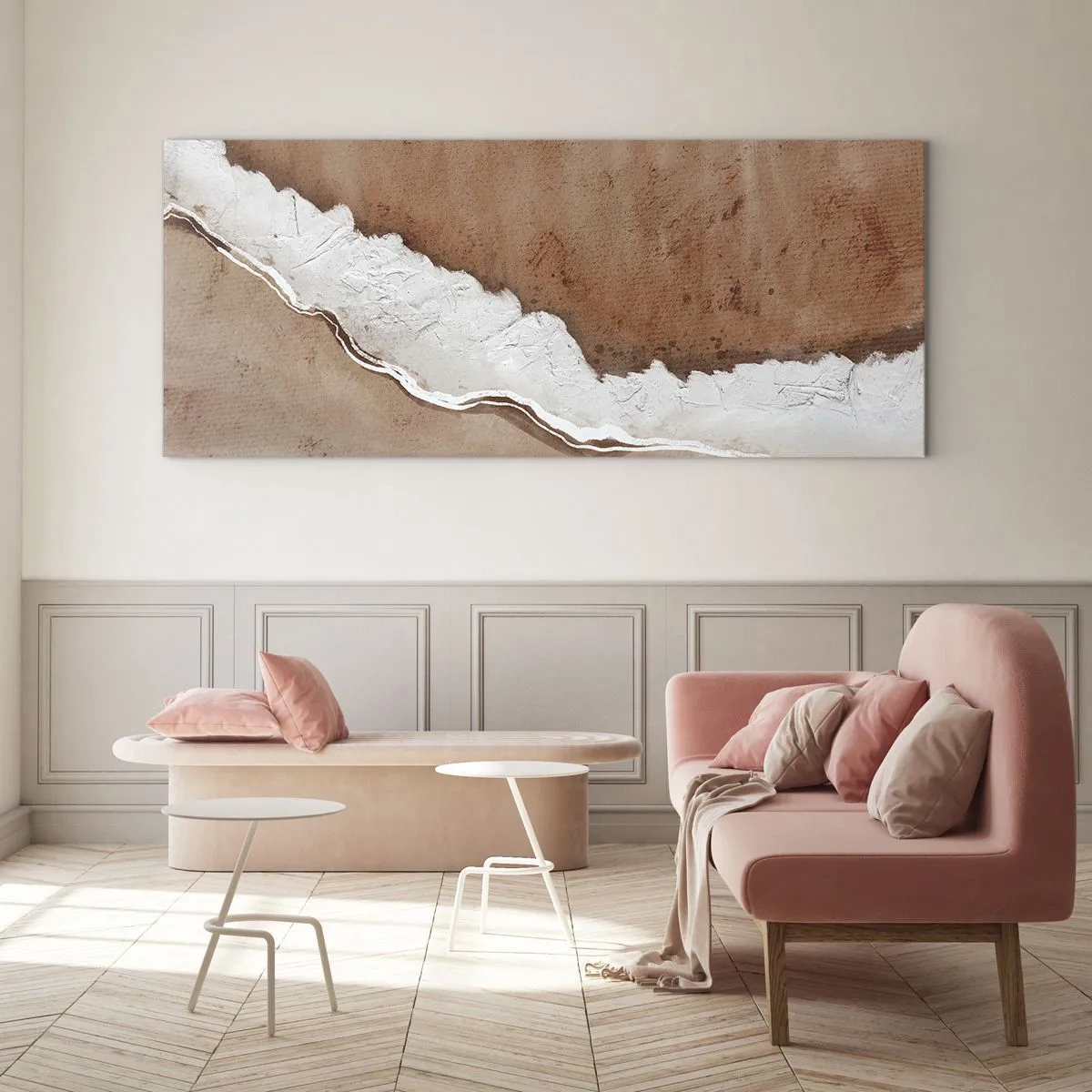 Glastavla - Bild på glas - I jordnära färger - 100x40 cm