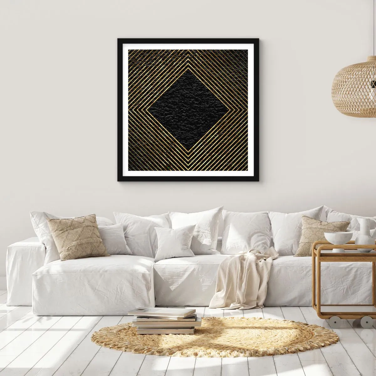 Affisch i svart ram - Geometri i glamourstil - 30x30 cm