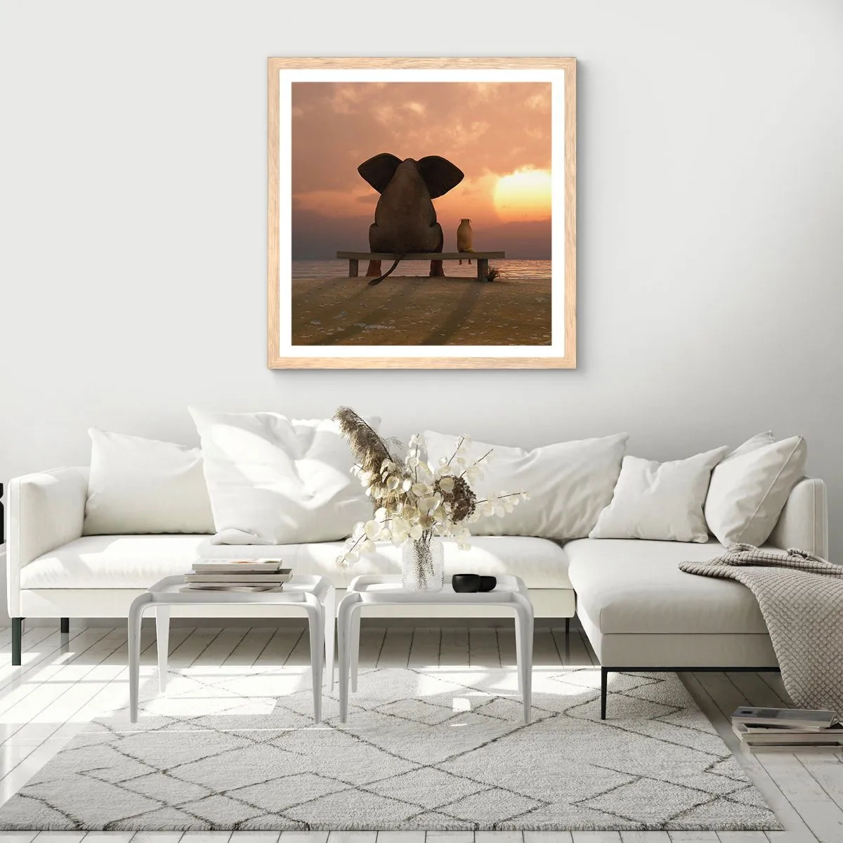 Affisch i ram av ljusek - Det är bra att vara tyst tillsammans - 60x60 cm