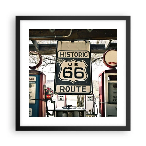 Affisch i svart ram - Amerikansk retroresa - 40x40 cm