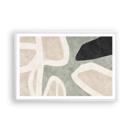 Affisch i vit ram - Komposition med svart motiv - 91x61 cm