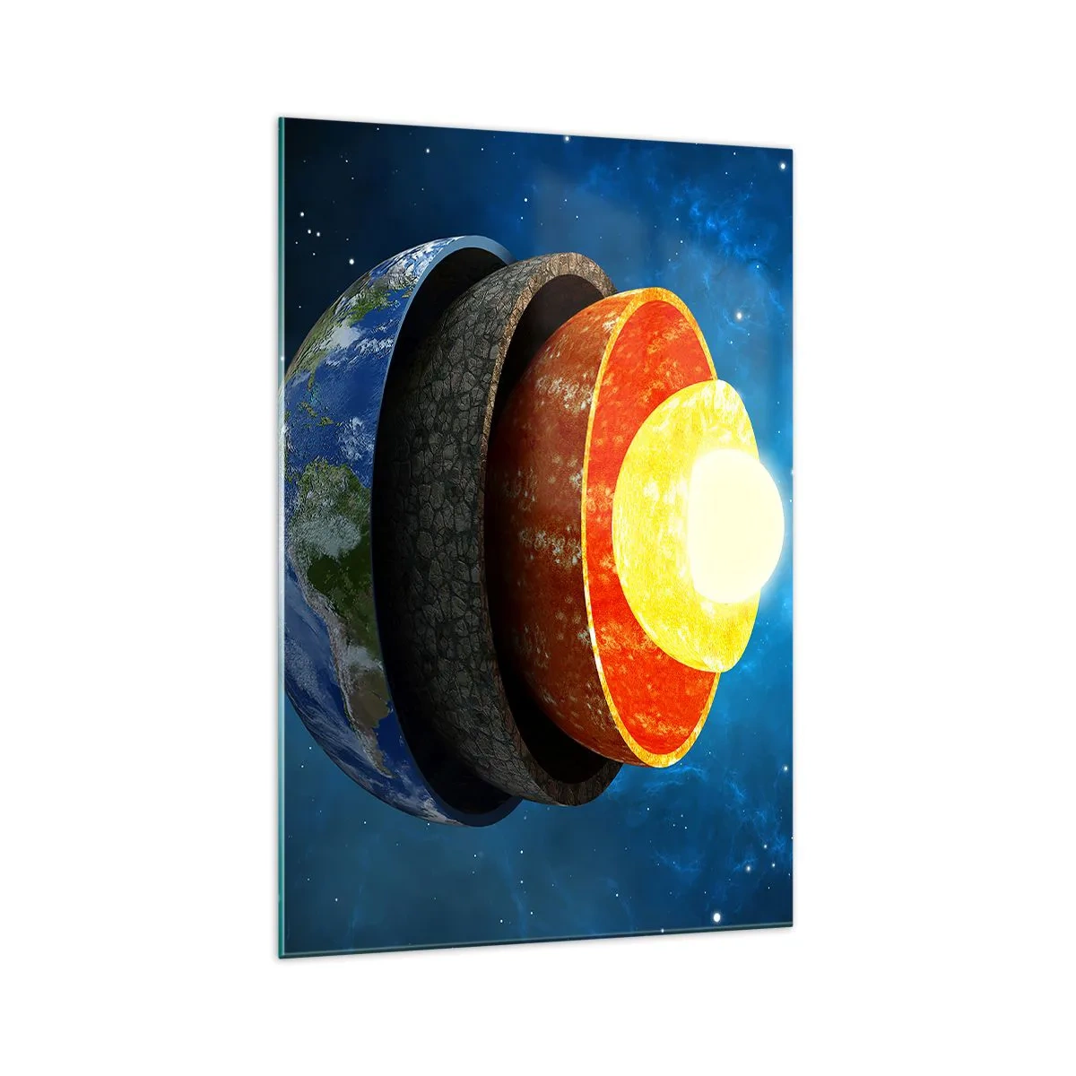 Glastavla - Bild på glas - Resa till jordens inre - 70x100 cm