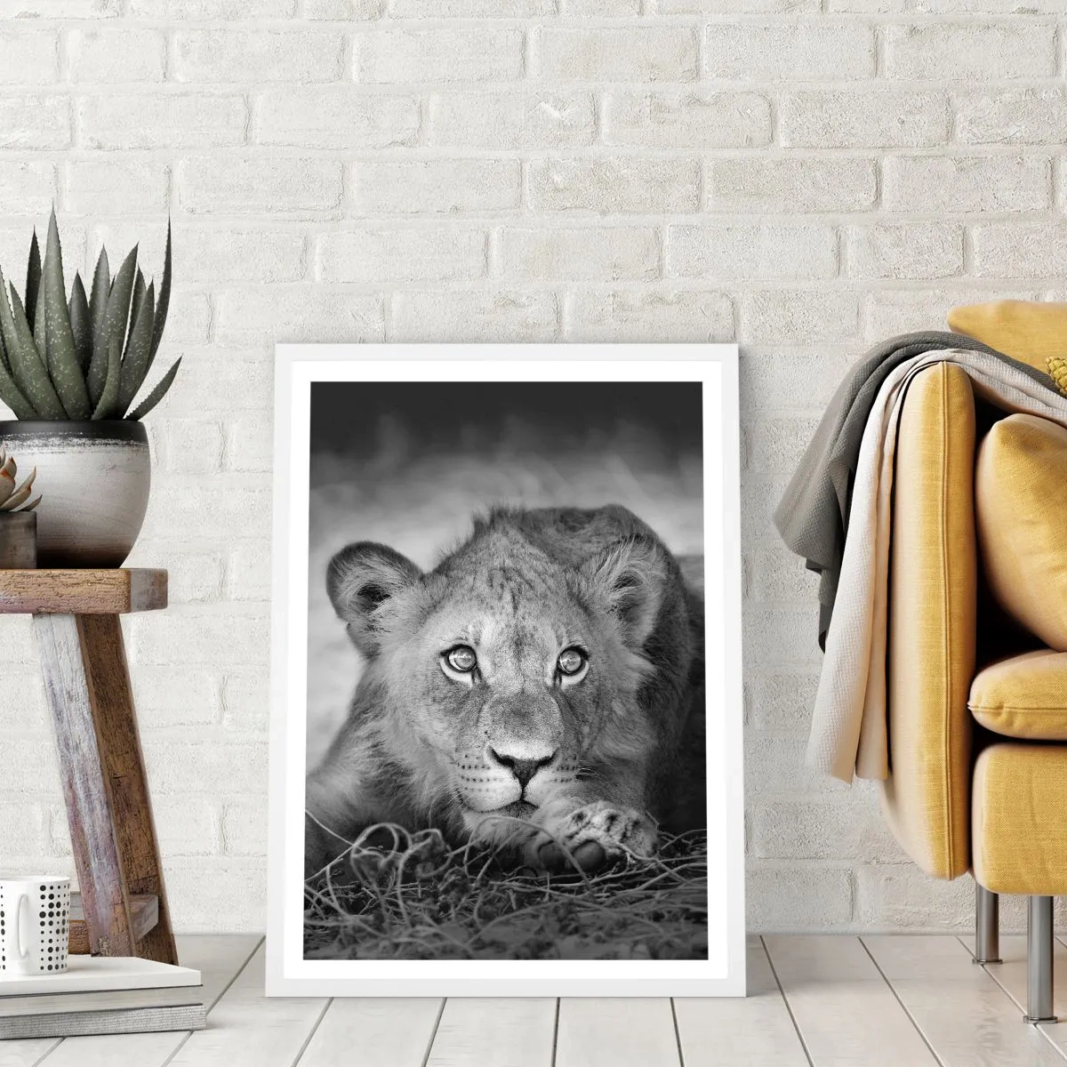 Affisch i vit ram - Kunglig valp - 61x91 cm