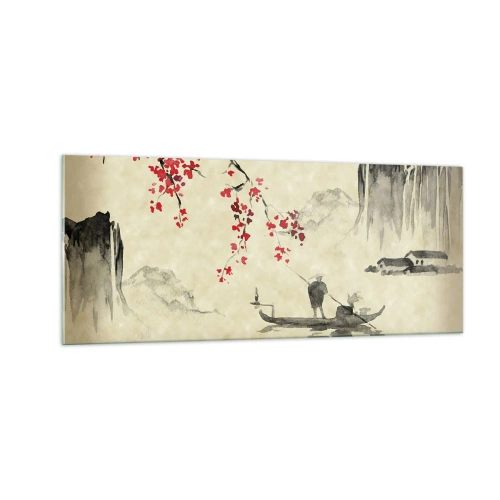 Glastavla - Bild på glas - I det blommande körsbärslandet - 100x40 cm