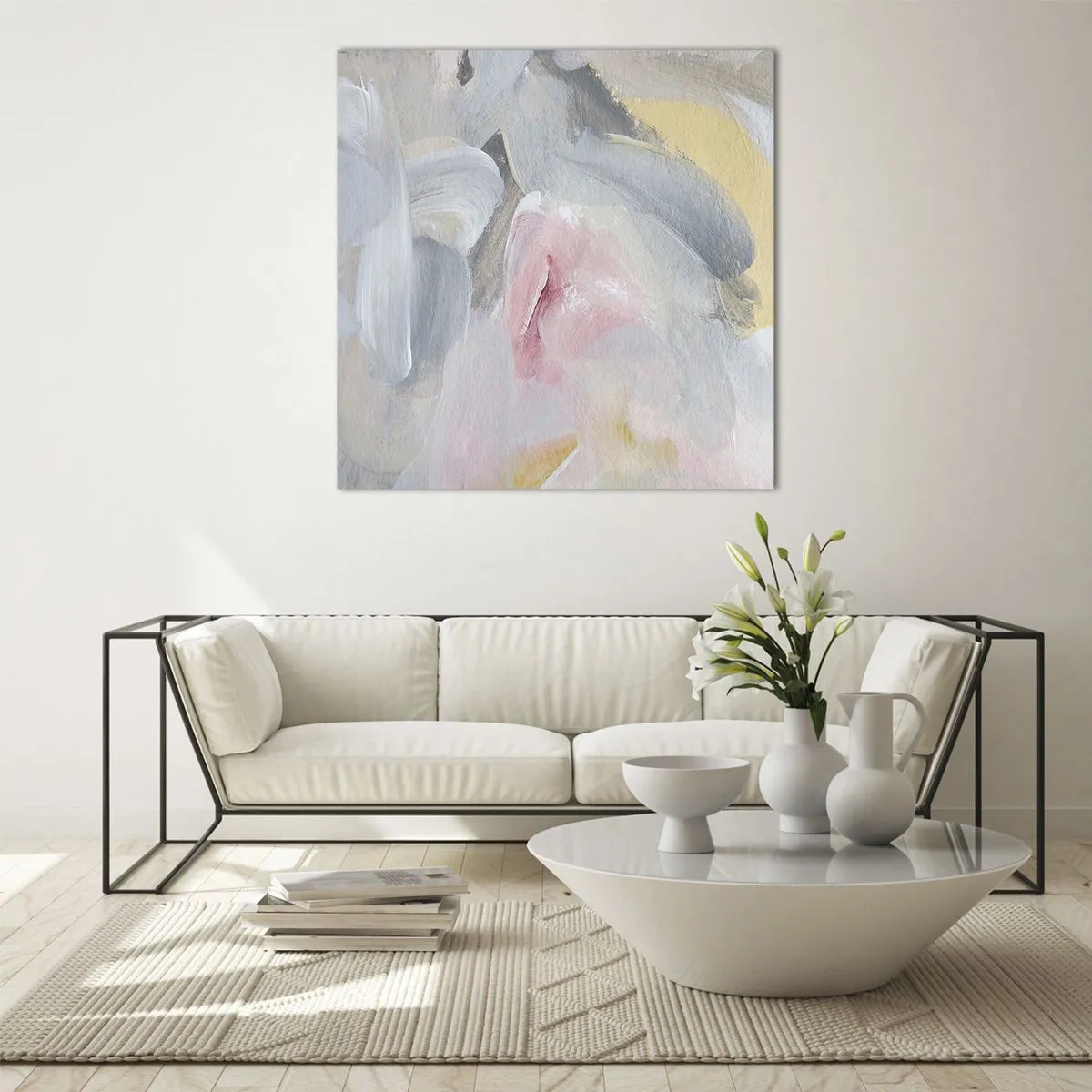 Glastavla - Bild på glas - I en pastellfärgad värld - 60x60 cm