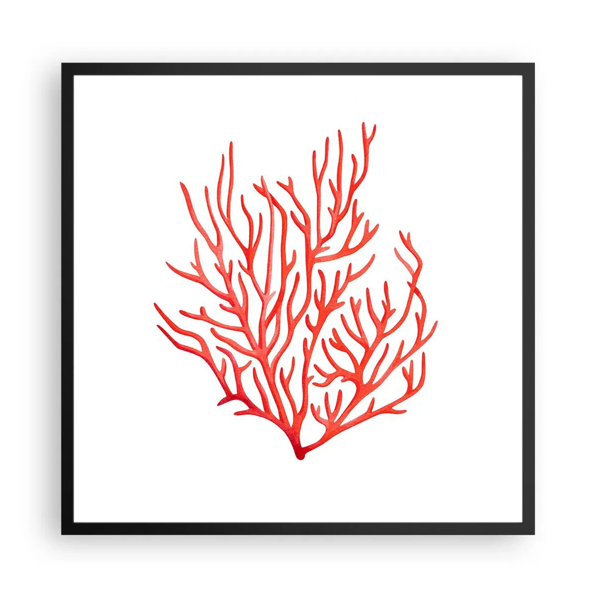 Affisch i svart ram - Filigran av korall - 60x60 cm