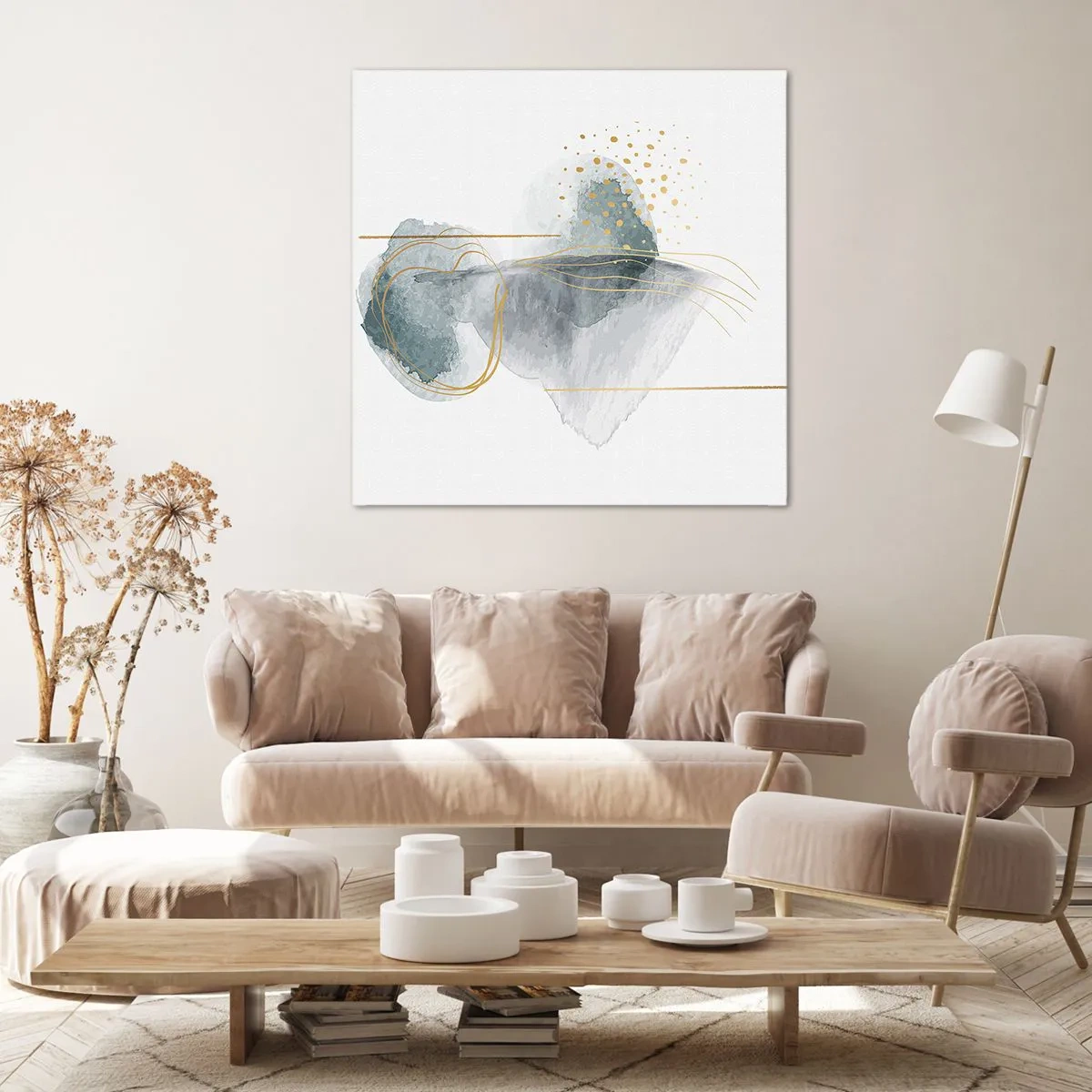 Canvastavla - Bild på duk - Om gråhetens och guldets förhållanden - 50x50 cm