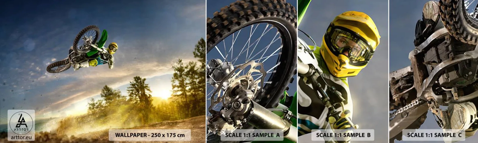 Provbit av självhäftande fototapet Deluxe Sticker - Koppla in emotioner! - Sport, Motorcykel, Motocross - 100x30 cm