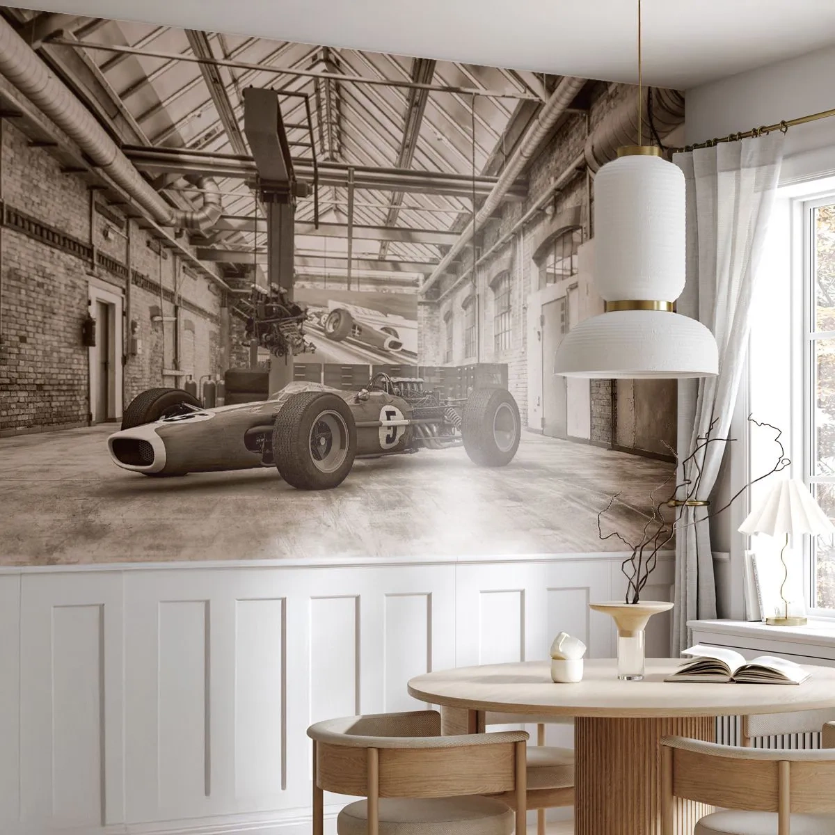 Fototapet Premium Sand - Segrarens vila - Formel 1, Retro, Bil - 100x70 cm