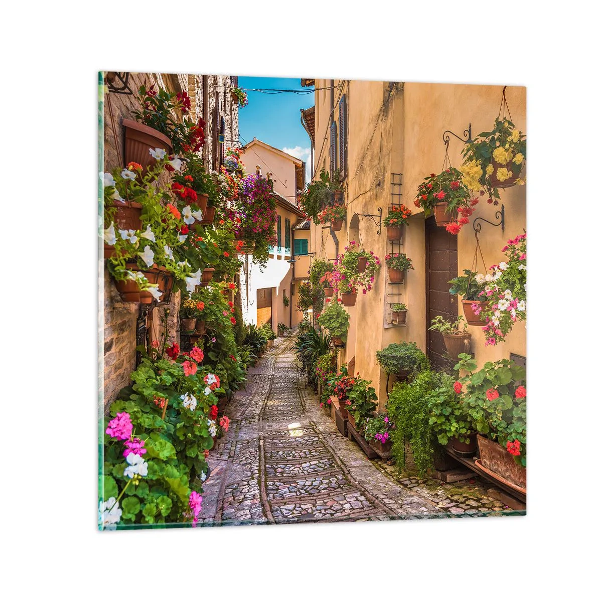 Glastavla - Bild på glas - Italiensk gränd - 30x30 cm