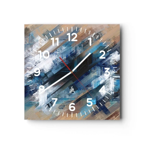 Väggklocka - Klocka på glas - På en blå sluttning - 40x40 cm
