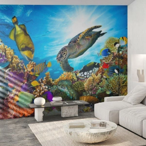 Fototapet Premium Canvas - Korallpromenad - korallrev, Hav, Undervattens värld - 250x175 cm