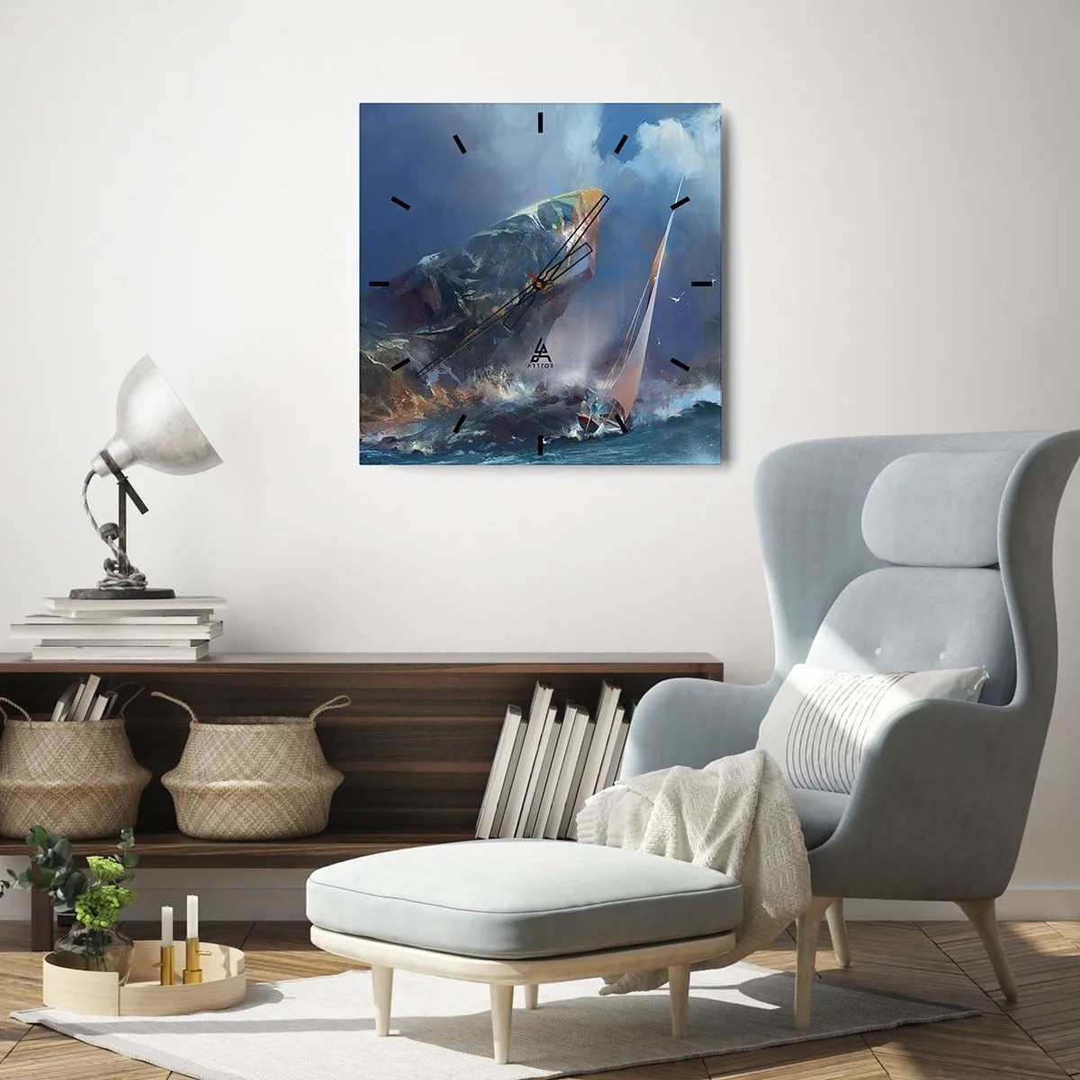 Väggklocka - Klocka på glas - Modig vinner - 30x30 cm