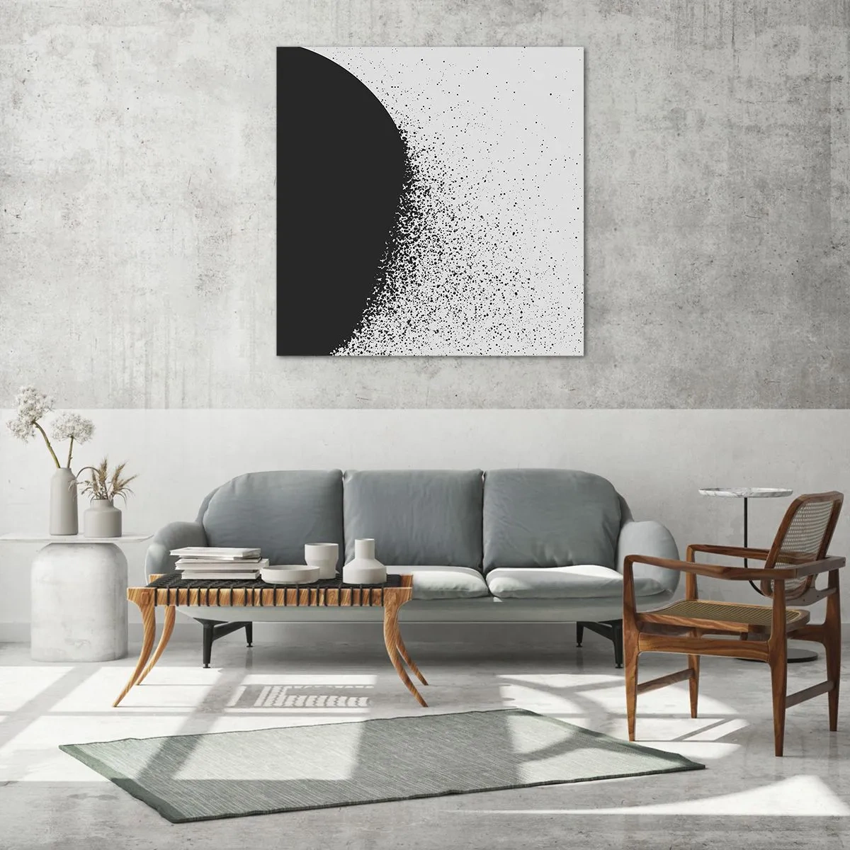Glastavla - Bild på glas - Partiklarnas rörelse - 60x60 cm