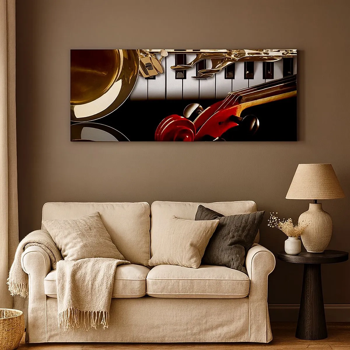 Canvastavla - Bild på duk - Plåt, trä och elfenben - 100x40 cm