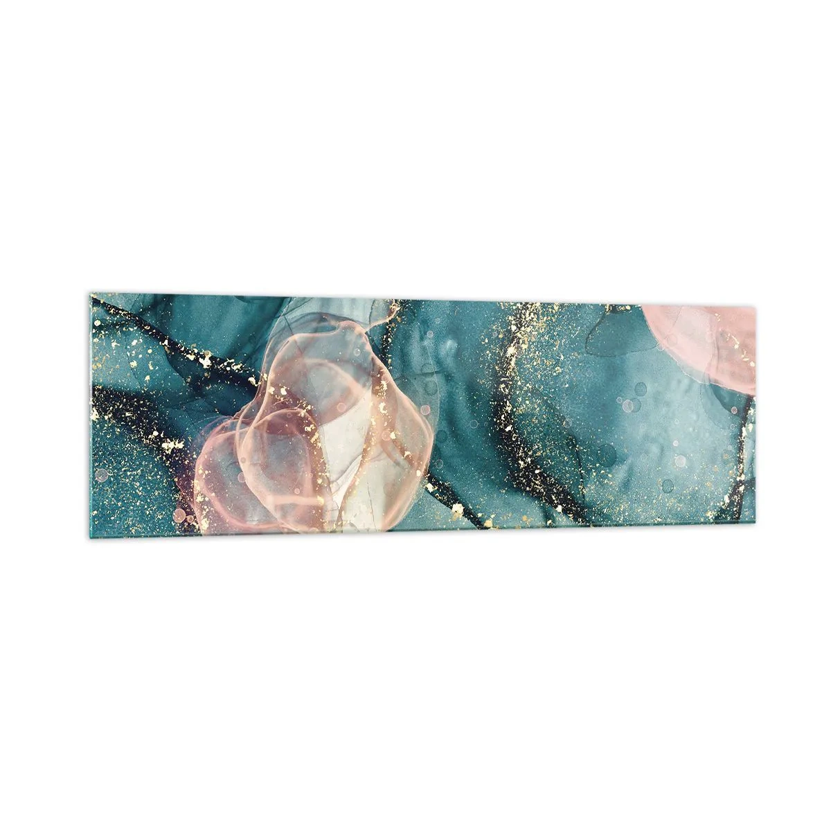 Glastavla - Bild på glas - Sidenblå, tyllrosa - 160x50 cm