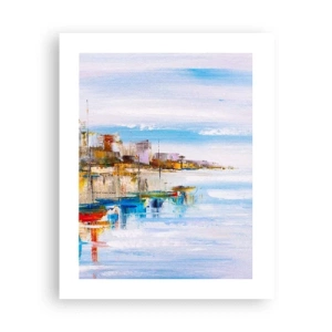 Affisch - Flerfärgad urban hamn - 40x50 cm