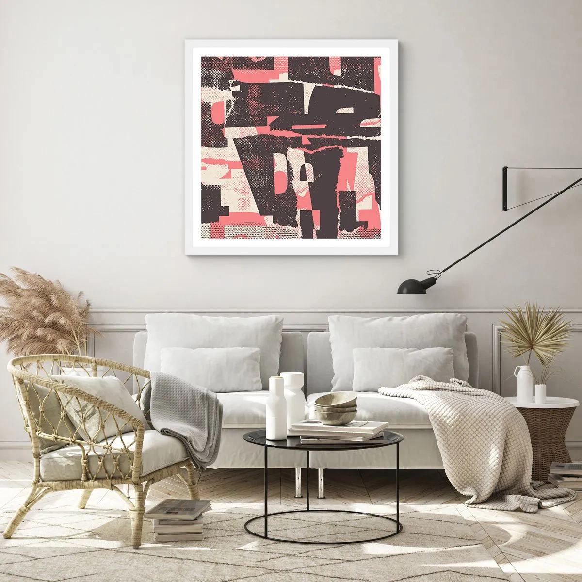 Affisch i vit ram - Allt liv och rörelse - 60x60 cm