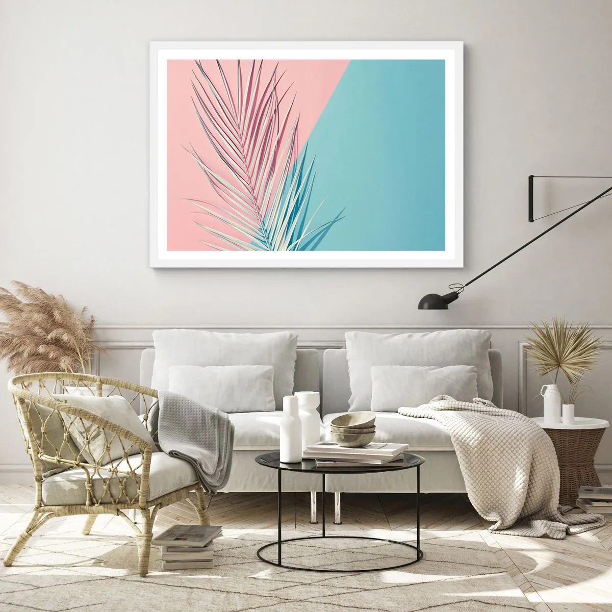 Affisch i vit ram - Tropisk impression - 100x70 cm
