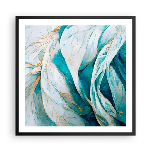 Affisch i svart ram - Blå abstraktion med guldmotiv - 60x60 cm