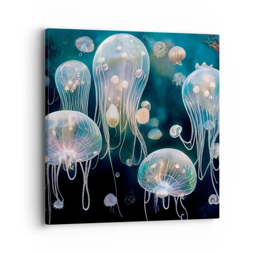 Canvastavla - Bild på duk - Undervattenbal - 40x40 cm