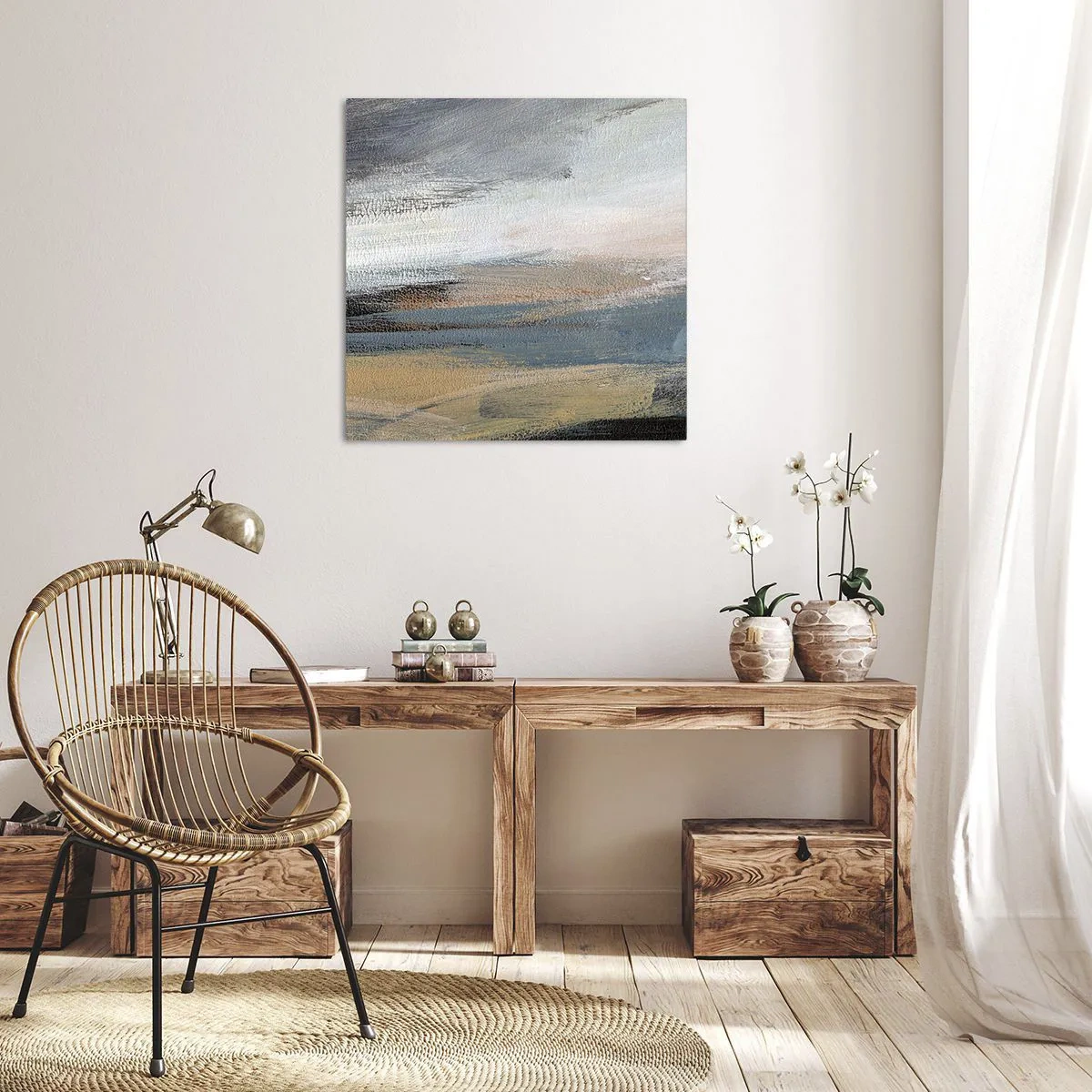 Canvastavla - Bild på duk - Abstraktion: nordligt landskap - 40x40 cm