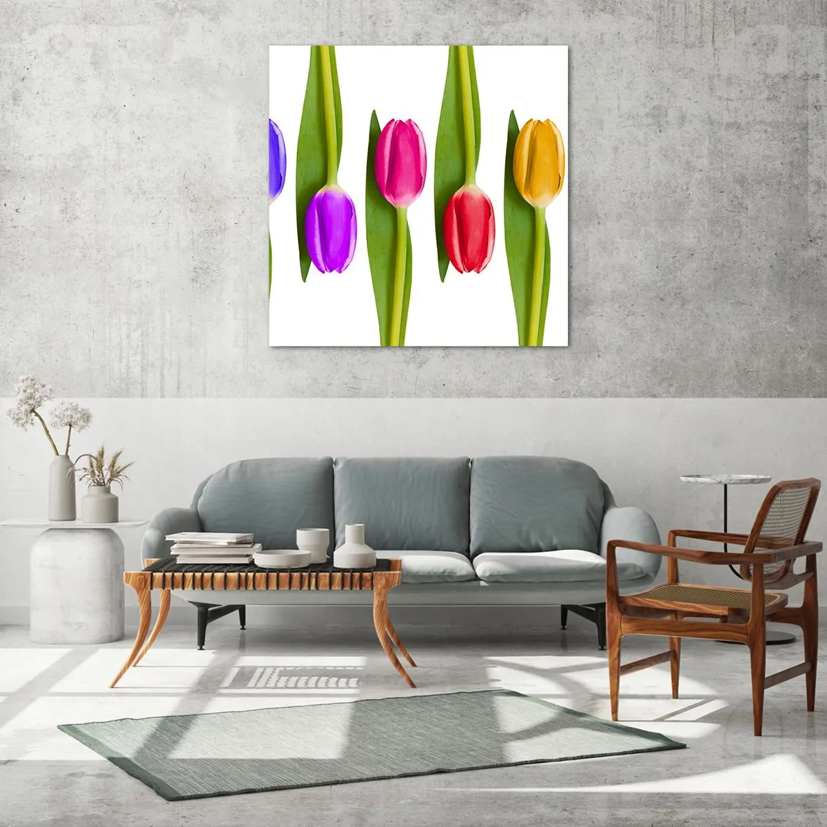 Glastavla - Bild på glas - Regnbågskomposition - 40x40 cm