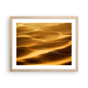 Affisch i ram av ljusek - En karavan på öknens vågor - 50x40 cm