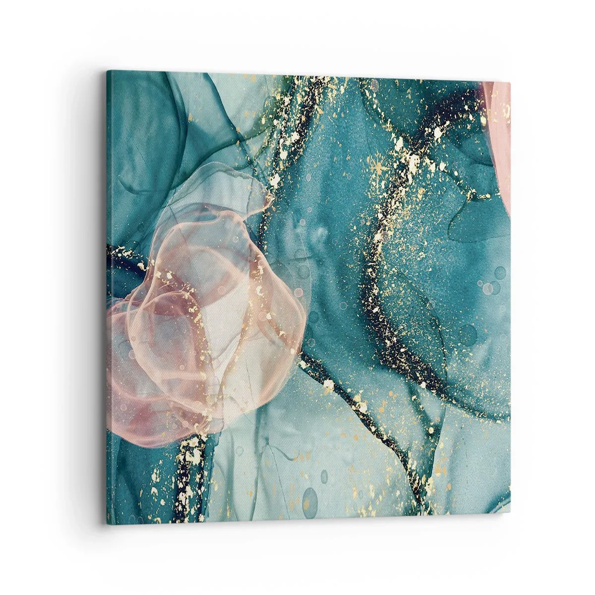 Canvastavla - Bild på duk - Sidenblå, tyllrosa - 70x70 cm
