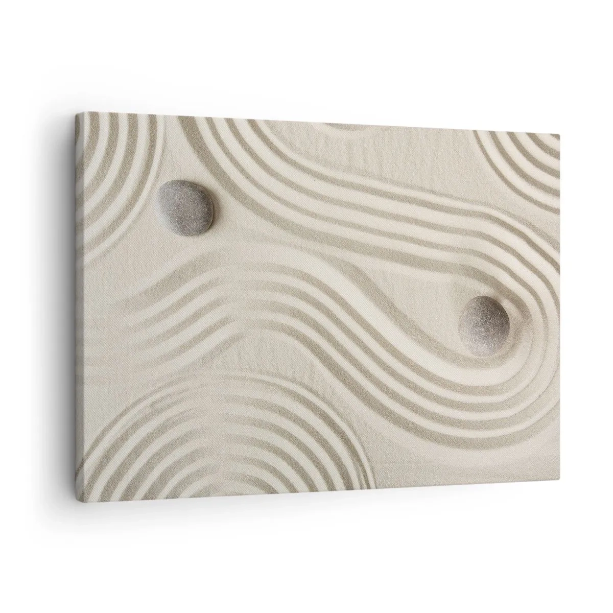 Canvastavla - Bild på duk - Minimalistisk zendesign med sand och stenar - 70x50cm - Värmens beröring - Modern väggdekoration för vardagsrum och sovrum ARTTOR