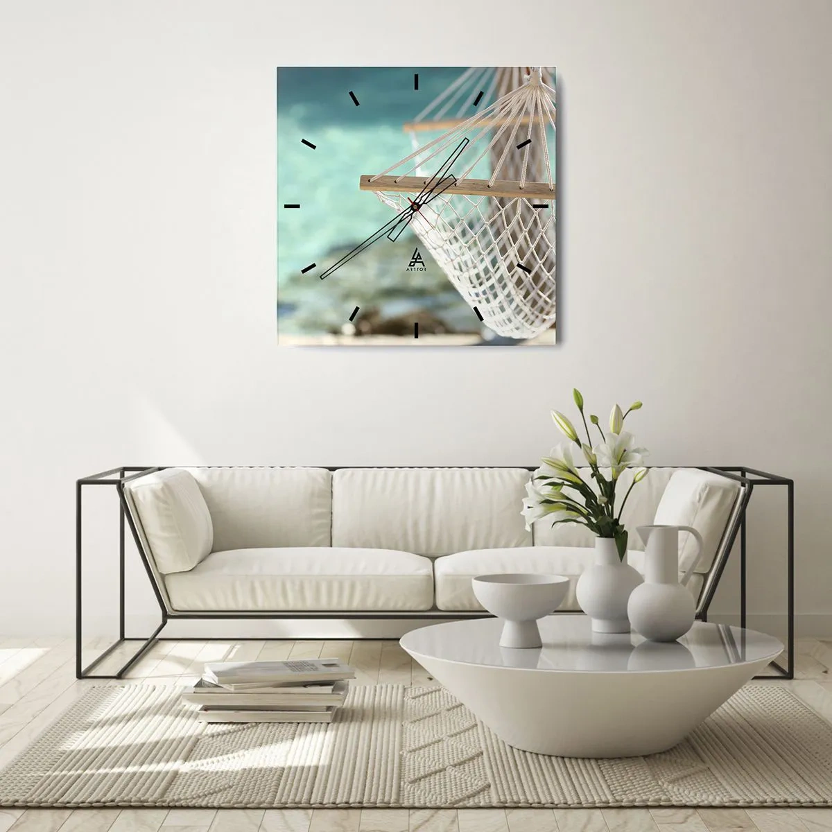 Väggklocka - Klocka på glas - Avkopplingstid - 30x30 cm