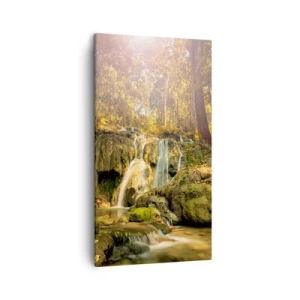 Canvastavla - Bild på duk - Skogkaskad i grönt - 45x80 cm