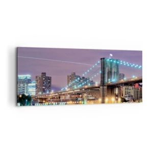 Canvastavla - Bild på duk - Brooklyn-bron sedan många år - 100x40 cm