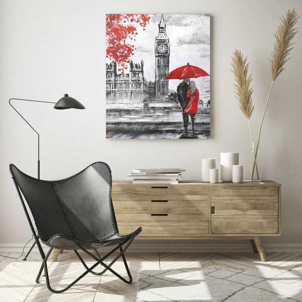 Glastavla - Bild på glas - Förälskade i London - 50x70 cm