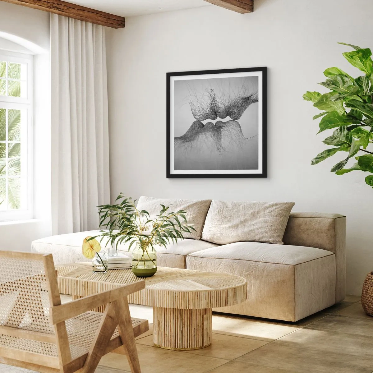 Affisch i svart ram - Vindens kyss - 40x40 cm