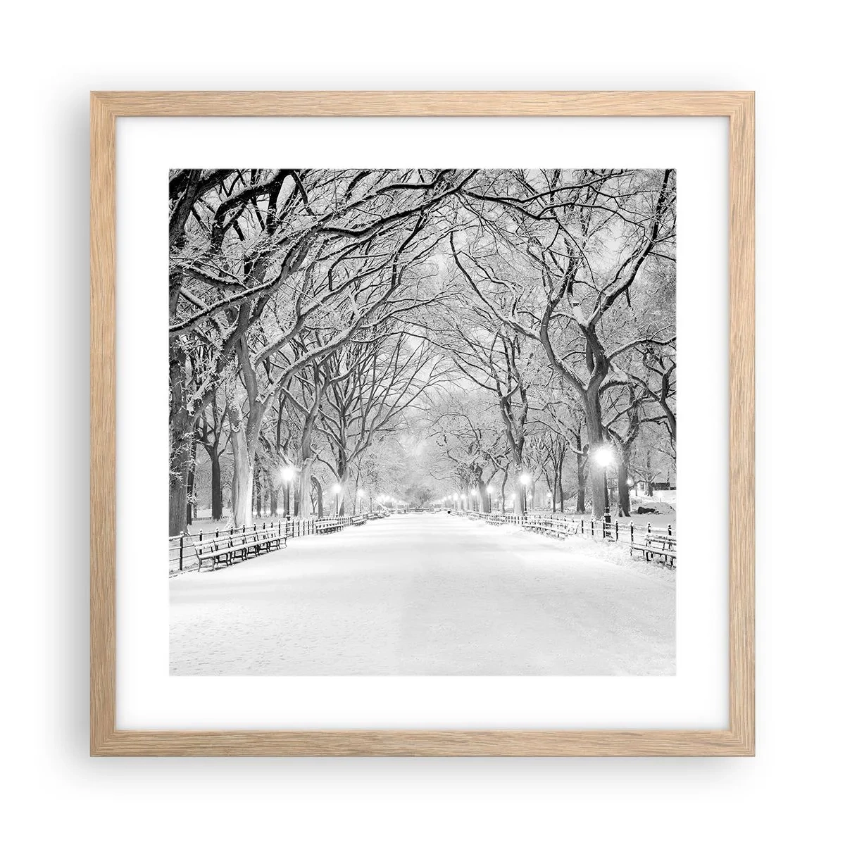 Affisch i ram av ljusek - De fyra årstiderna - vinter - 40x40 cm