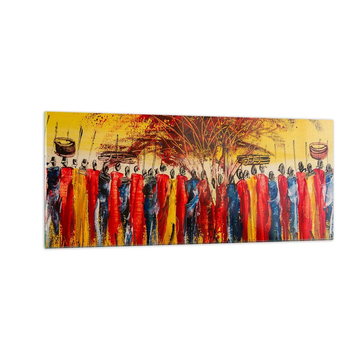 Glastavla - Bild på glas - Dit, dit, dit de går - 100x40 cm
